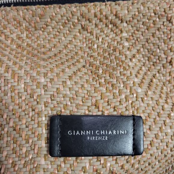 Gianni Chiarini Firenze Straw Bag Tan Woven Shoulder Slouchy Hobo Raffia Leather - Picture 12 of 16